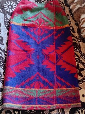 RALPH LAUREN SOUTHWESTERN INDIAN BLANKET WOOL WRAP SKIR